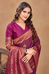 Magenta Color Satin Silk Contemporary Saree - Colorful Saree