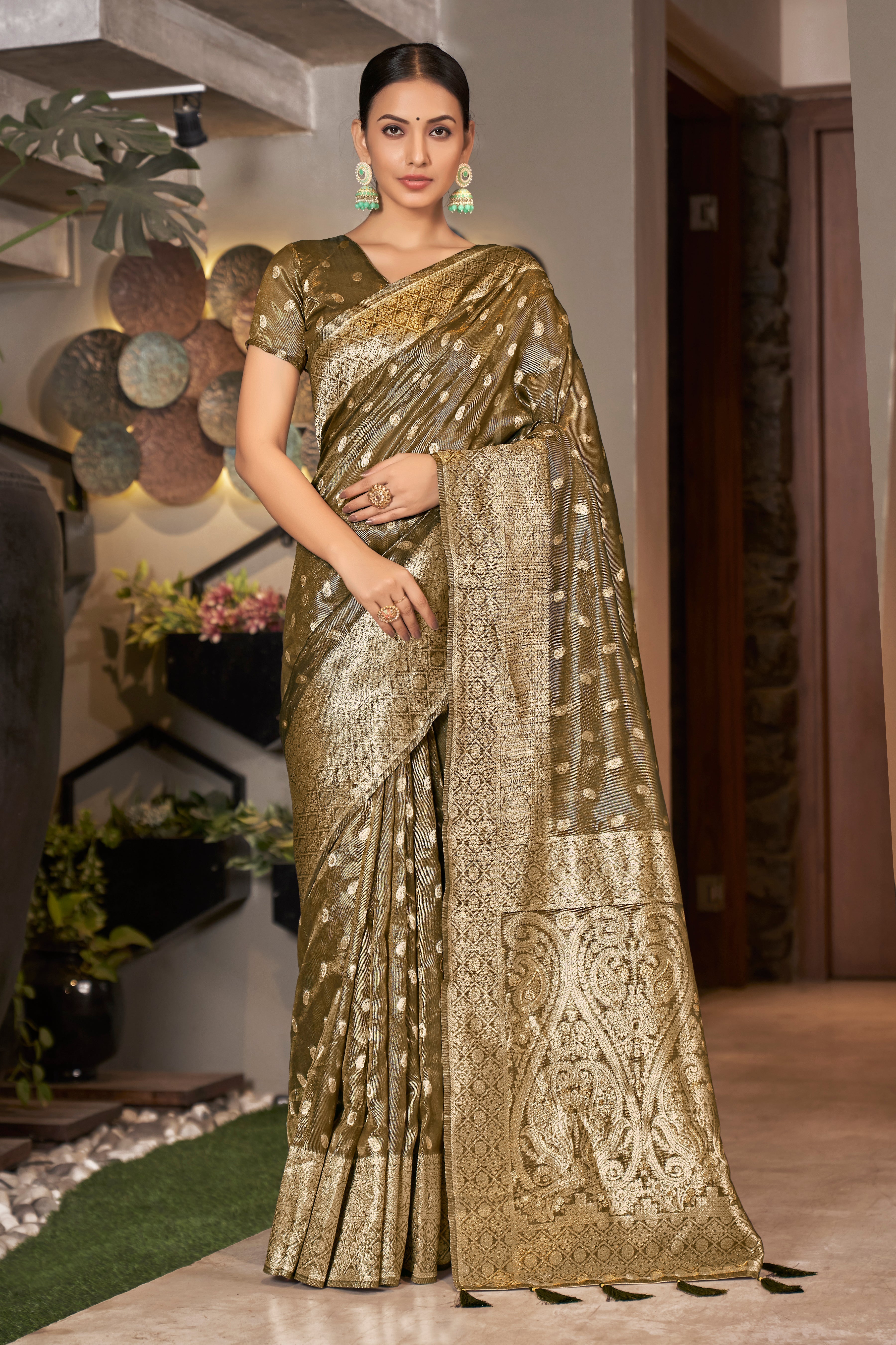 Coffee Color Weaving Zari Work Classic Saree For Festival - Colorful Saree