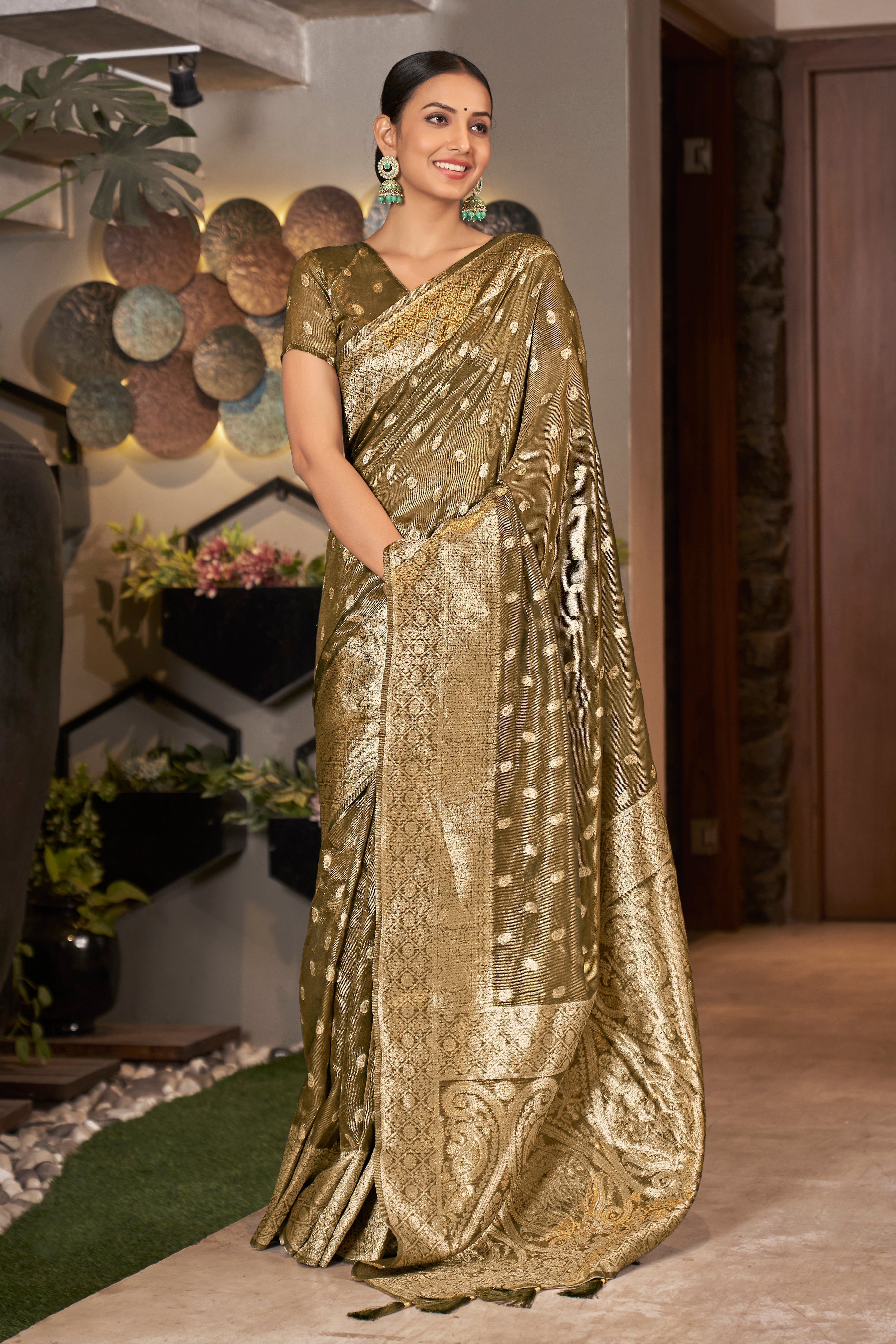 Coffee Color Weaving Zari Work Classic Saree For Festival - Colorful Saree