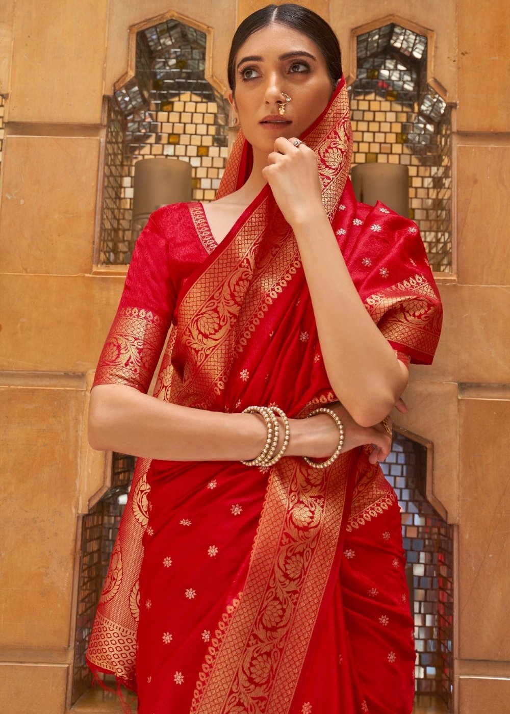 Crimson Red Woven Kanjivaram Silk Saree : Top Pick - Colorful Saree