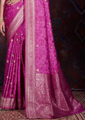 Royal Purple Zari Woven Satin Silk Saree - Colorful Saree