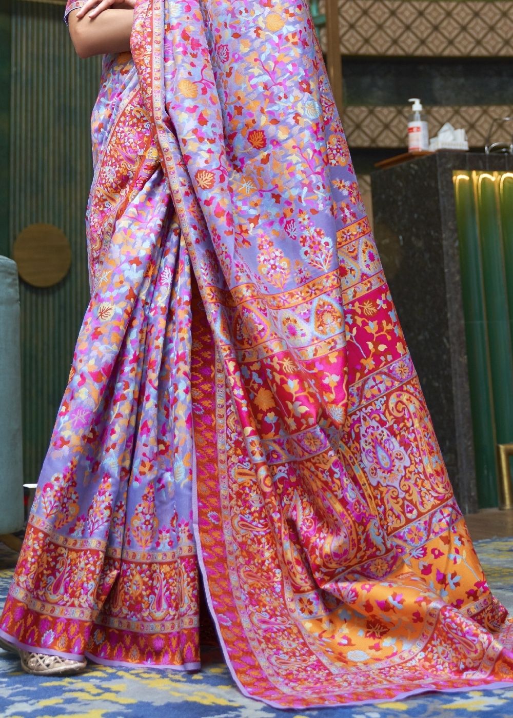 Orchid Purple Banarasi Jamawar Woven Silk Saree - Colorful Saree