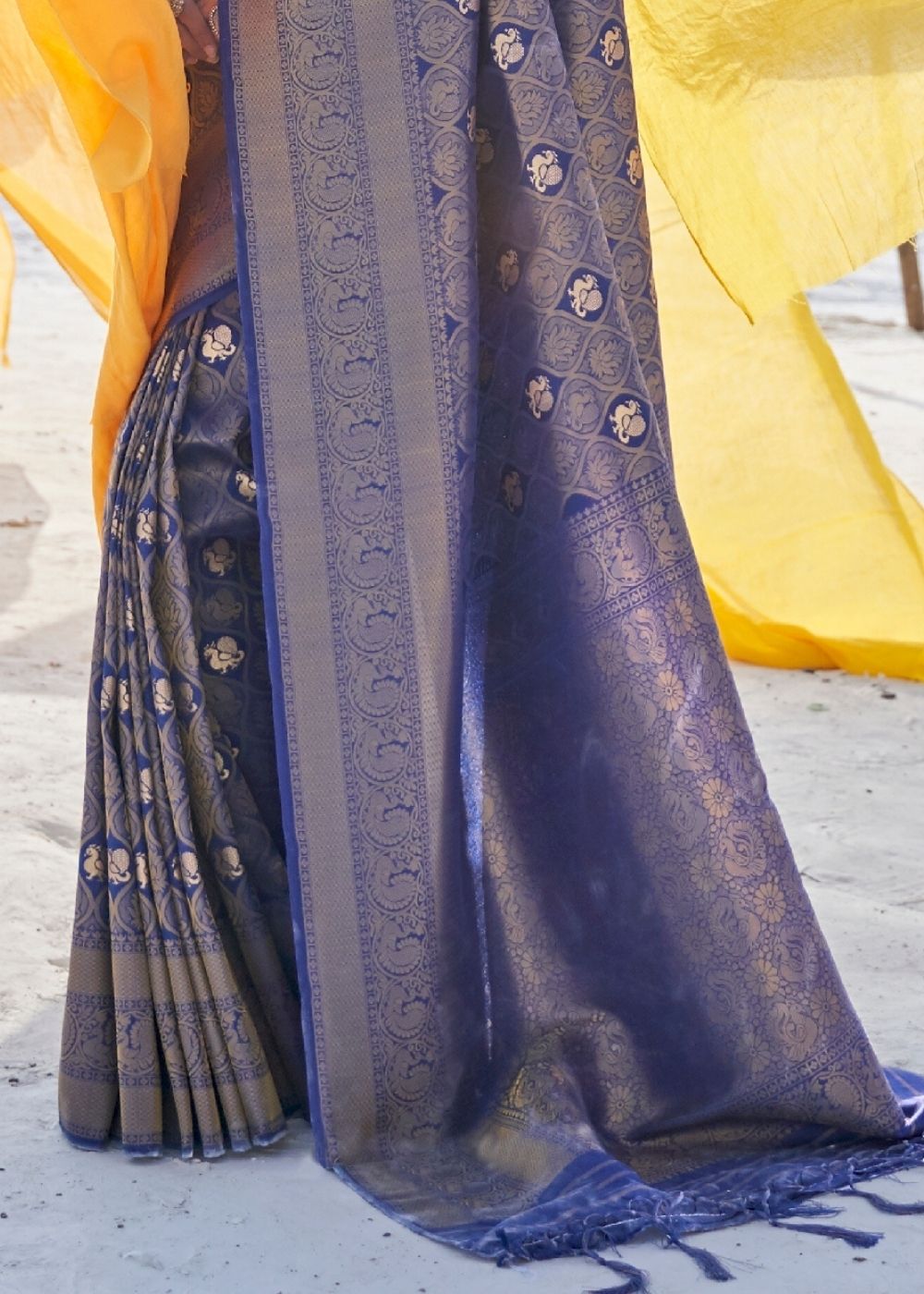 Space Blue Soft Silk Woven Kanjivaram Saree : Special Edition - Colorful Saree