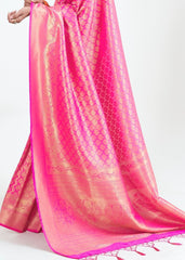 Fuscia Pink Woven Kanjivaram Silk Saree : Limited Edition - Colorful Saree