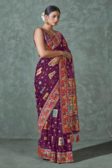 Purple Color Cotton Work Silk Zari Work Saree - Colorful Saree