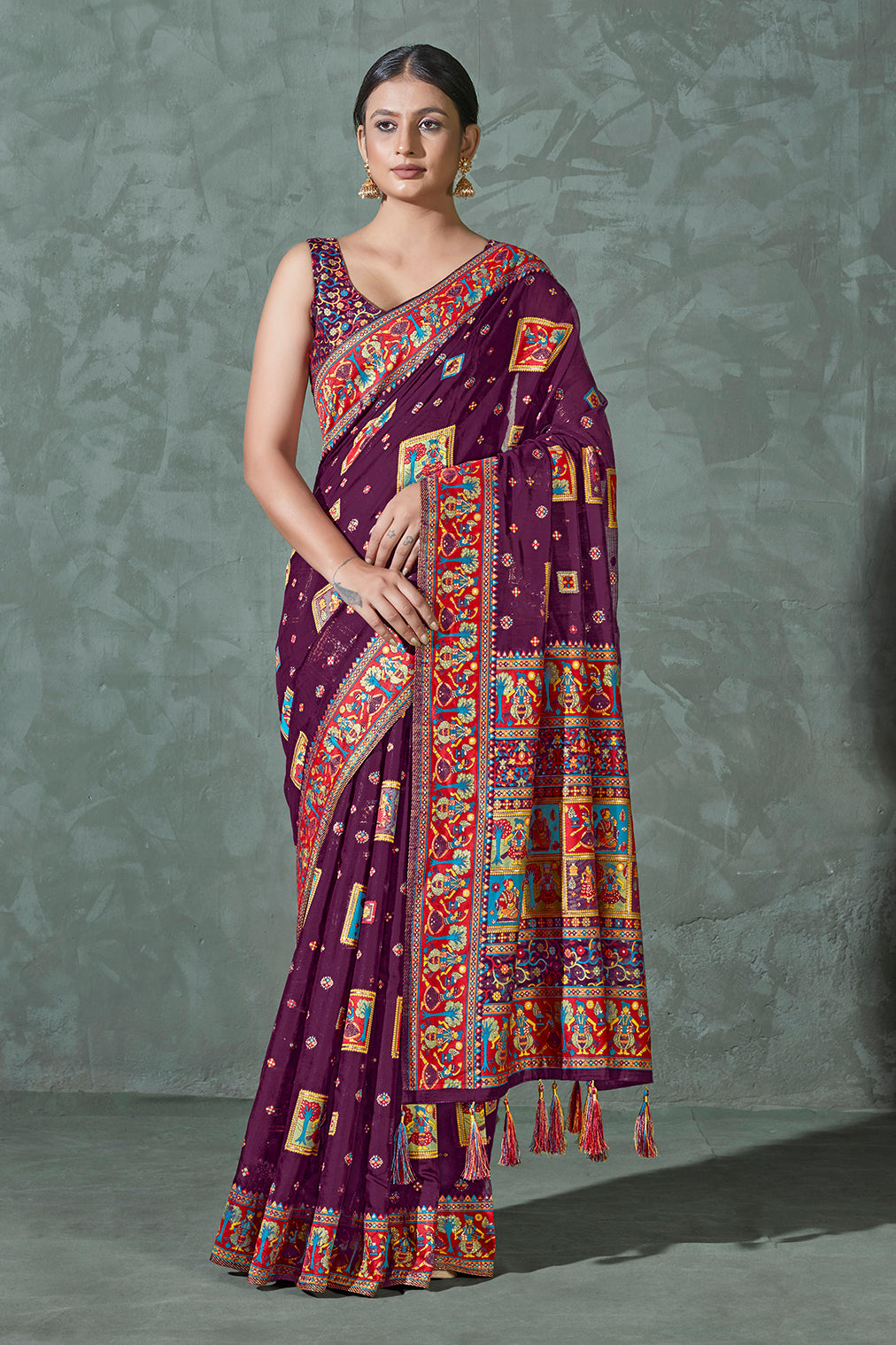 Purple Color Cotton Work Silk Zari Work Saree - Colorful Saree