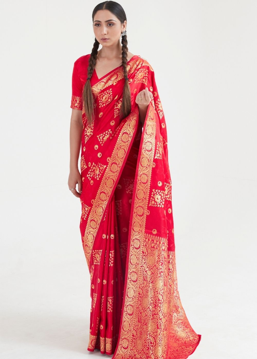 Imperial Red Zari Woven Banarasi Silk Saree - Colorful Saree