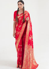 Imperial Red Zari Woven Banarasi Silk Saree - Colorful Saree