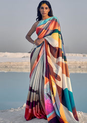 Multicolor Digital Printed Crepe Silk Saree : Top Pick - Colorful Saree