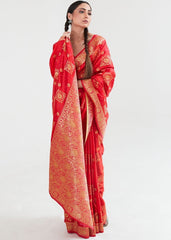 Imperial Red Zari Woven Banarasi Silk Saree - Colorful Saree