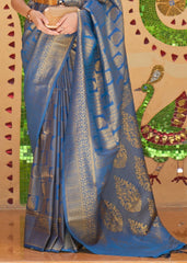 Sapphire Blue Zari Woven Kanjivaram Silk Saree - Colorful Saree