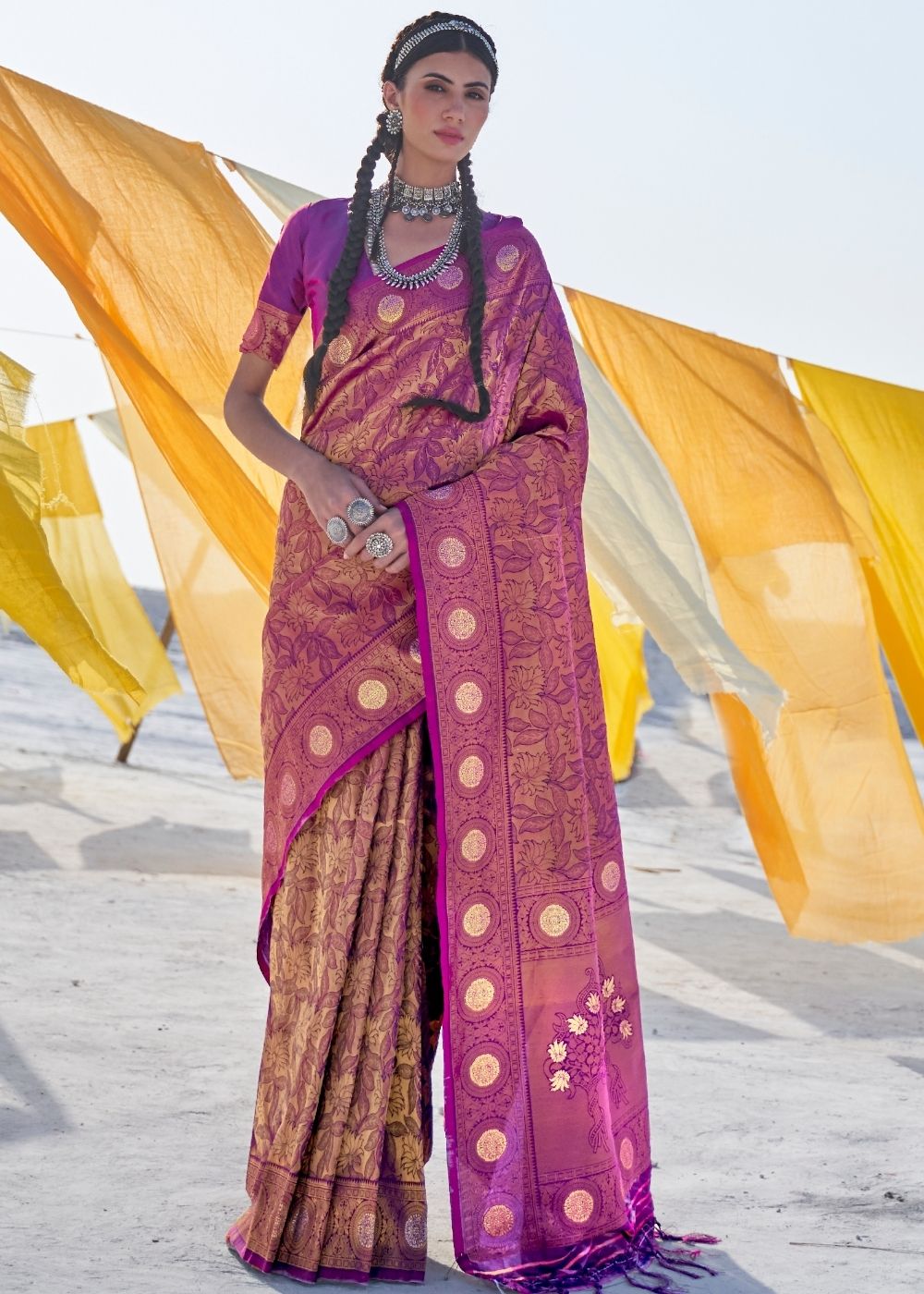 Wine Purple Soft Silk Woven Kanjivaram Saree : Special Edition - Colorful Saree