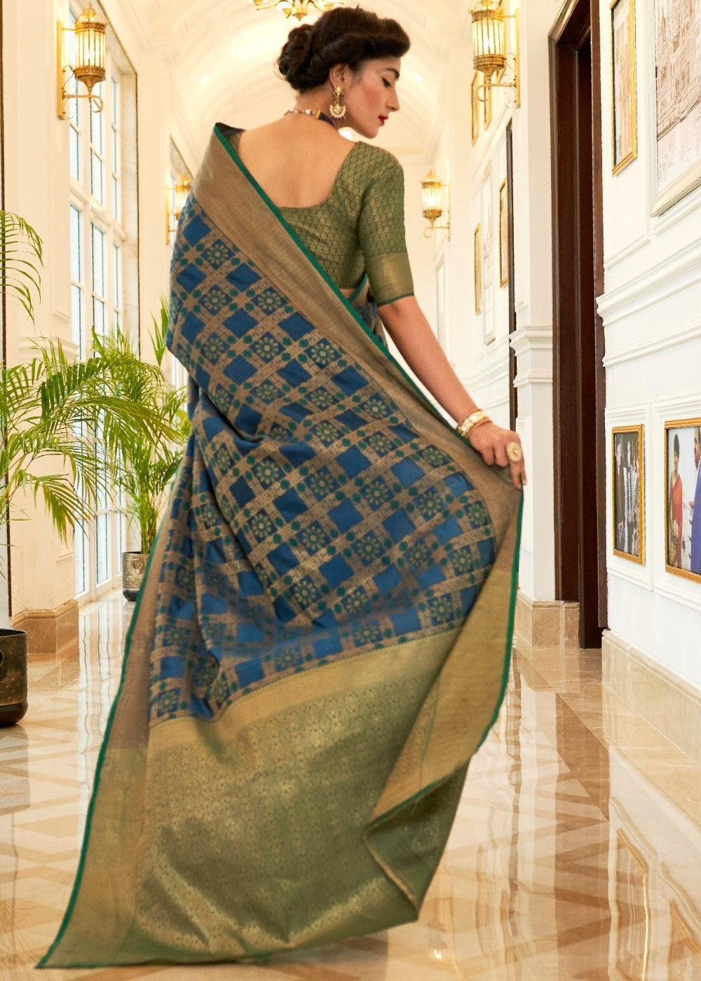 Blue Patola Silk Saree with Golden Border : Top Pick - Colorful Saree