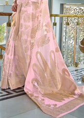 Flamingo Pink Zari Woven Designer Silk Saree - Colorful Saree
