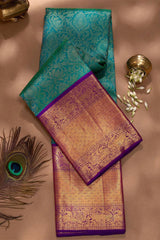 Tremendous Rama Soft Silk Saree With Elision Blouse Piece - Colorful Saree