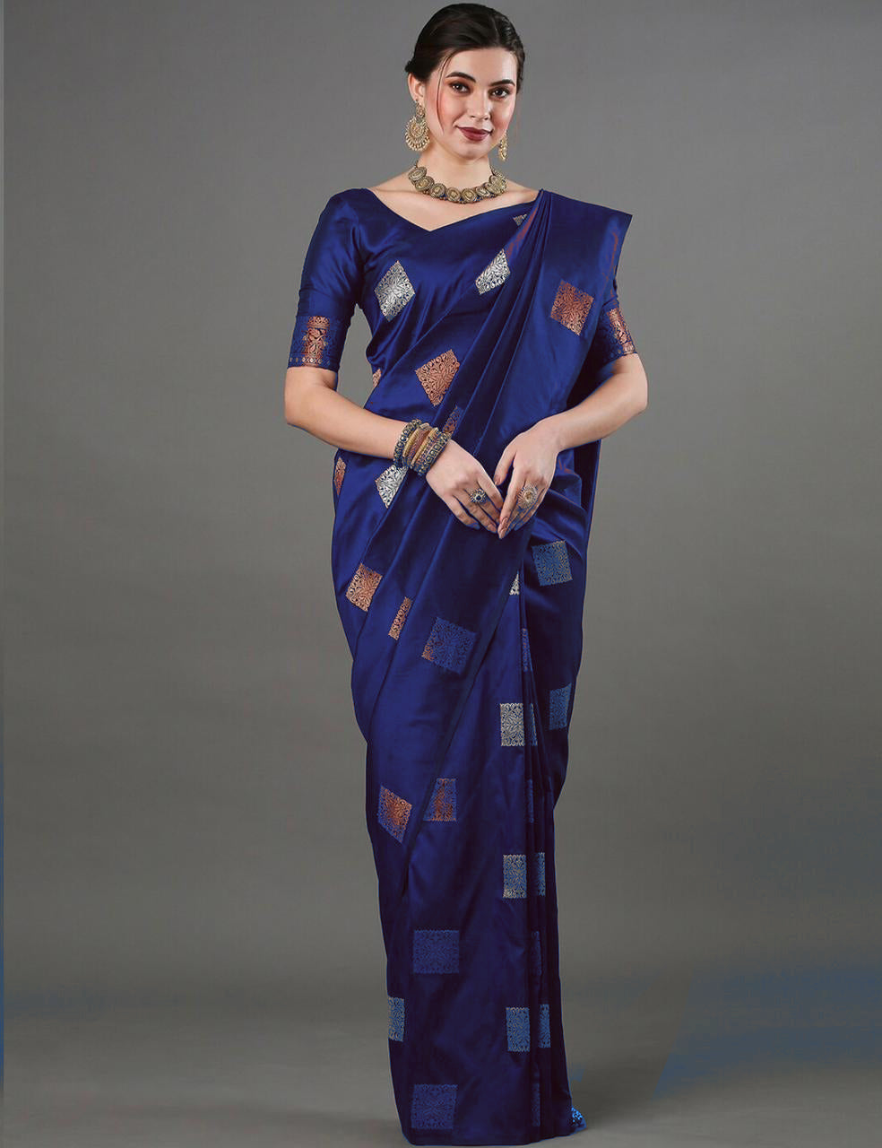 Nemesis Blue Soft Silk Saree With Gossamer Blouse Piece - Colorful Saree