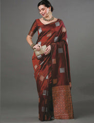 Bewitching Maroon Soft Silk Saree With Adoring Blouse Piece - Colorful Saree