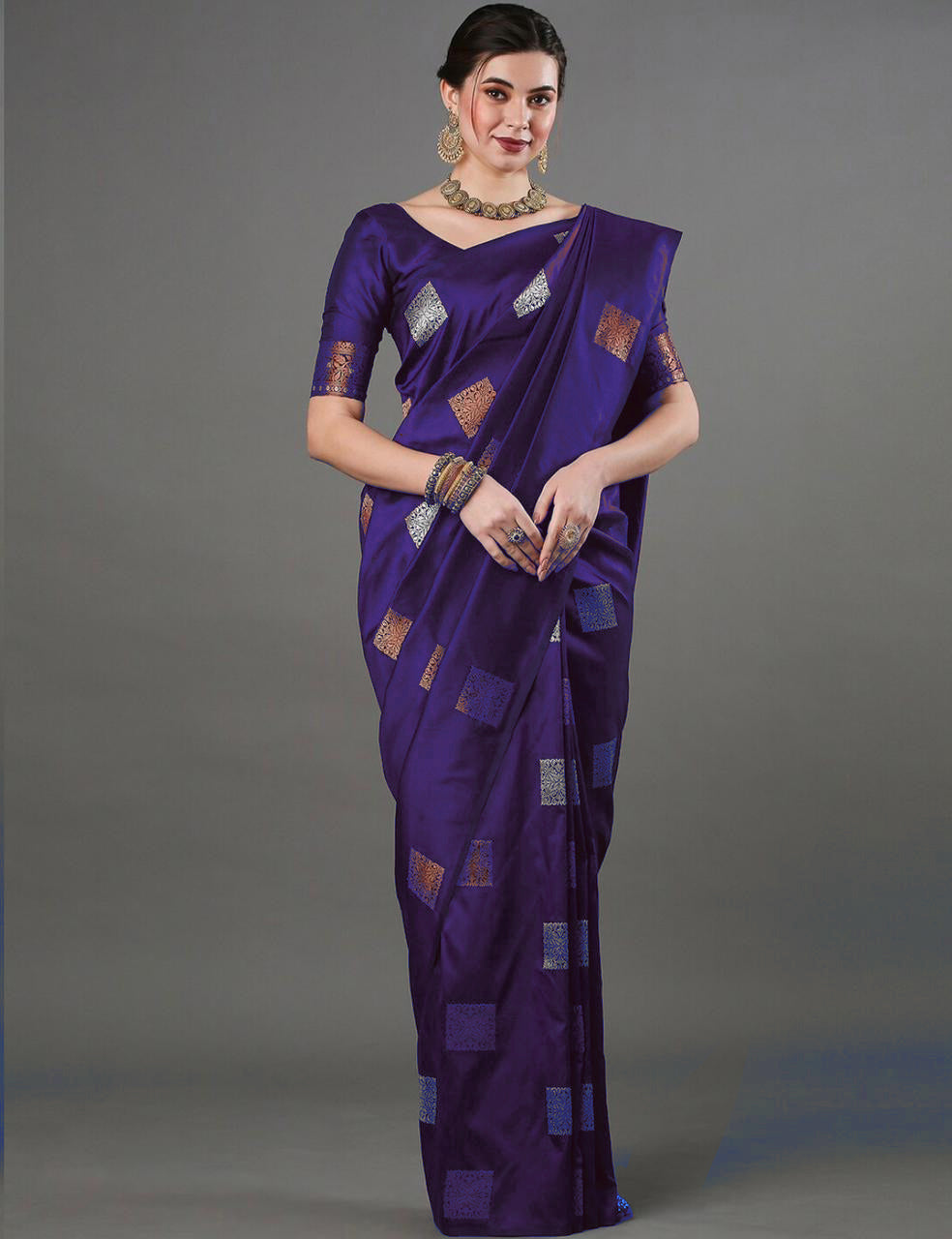 Fairytale Purple Soft Silk Saree With Opulent Blouse Piece - Colorful Saree