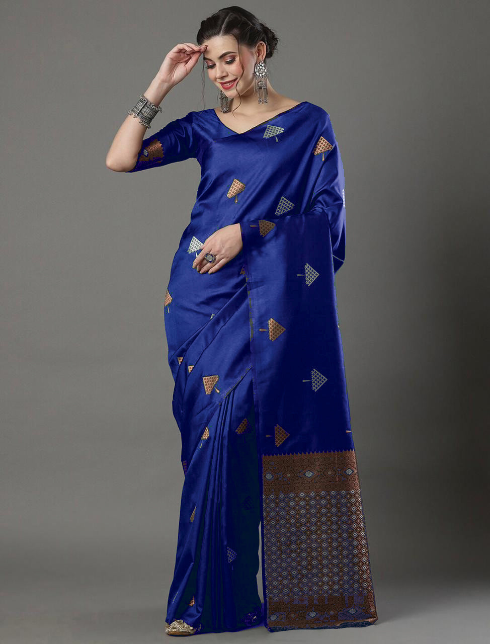 Opulent Blue Soft Silk Saree With Delightful Blouse Piece - Colorful Saree