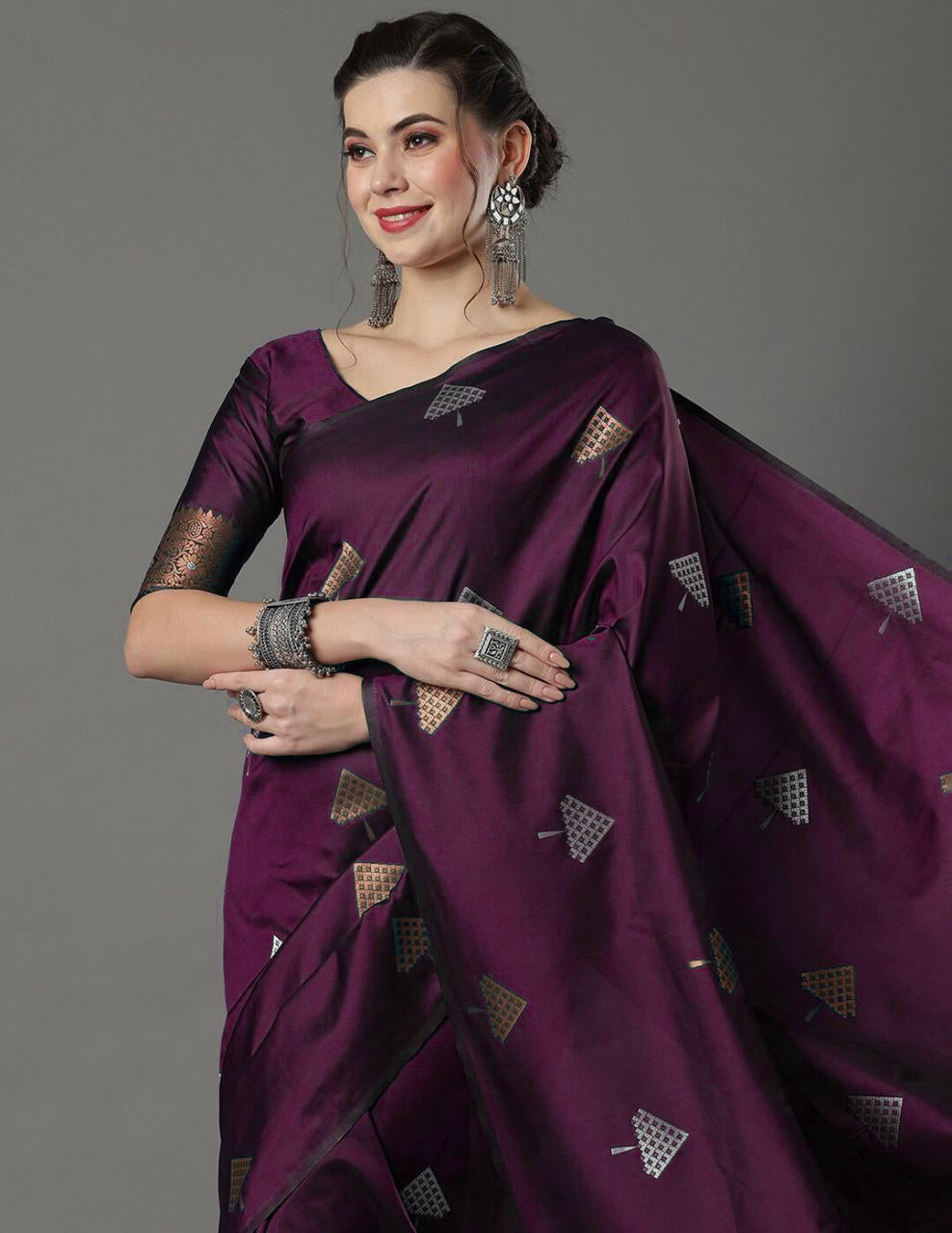 Demanding Wine Soft Silk Saree With Ideal Blouse Piece - Colorful Saree