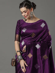 Angelic Wine Soft Silk Saree With Glorious Blouse Piece - Colorful Saree