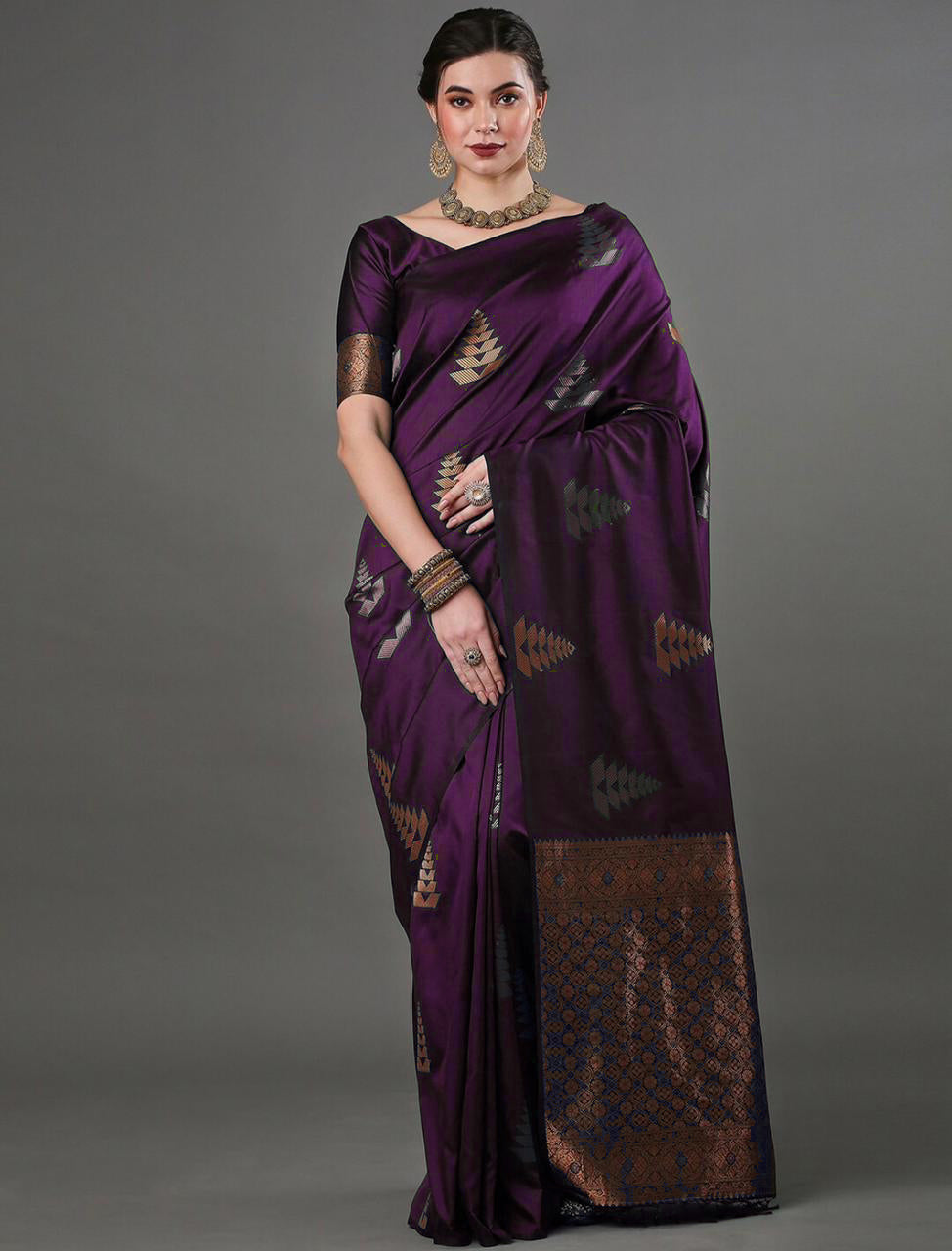 Dazzling Purple Soft Silk Saree With Wonderful Blouse Piece - Colorful Saree