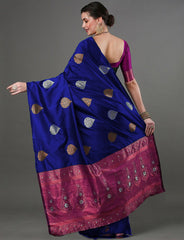 Classy Blue Soft Silk Saree With Pretty Blouse Piece - Colorful Saree