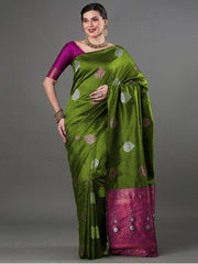 Smart Mahndi Soft Silk Saree With Staring Blouse Piece - Colorful Saree