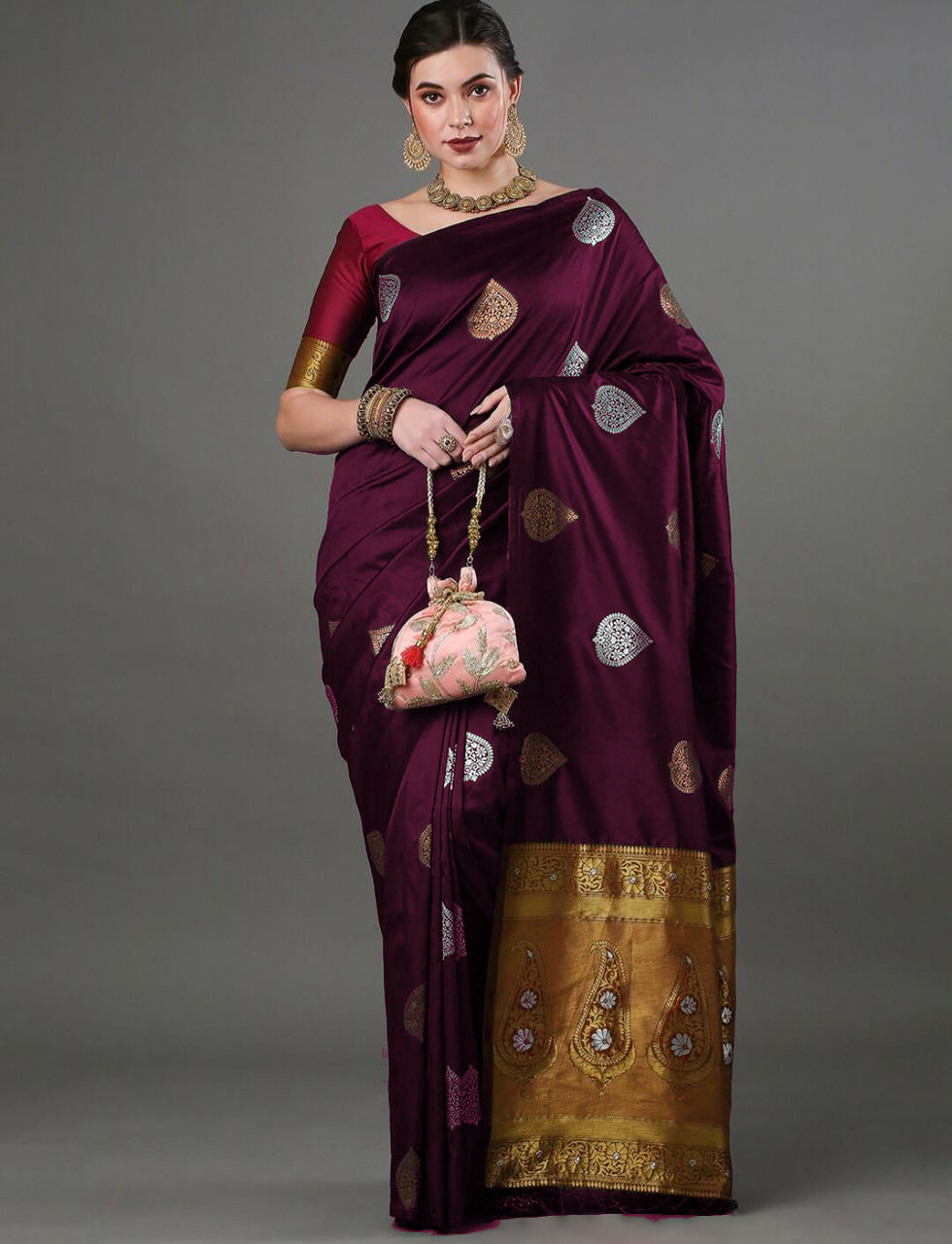 Mesmerising Wine Soft Silk Saree With Alluring Blouse Piece - Colorful Saree