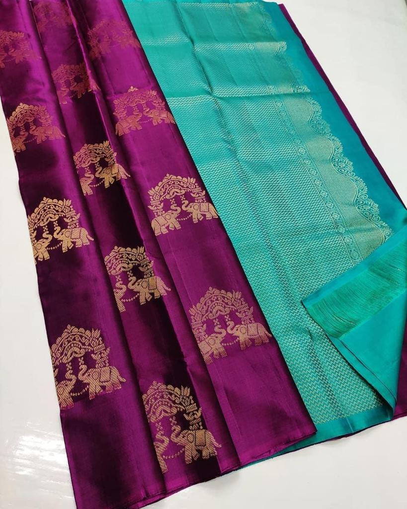 Ethnic Purple Soft Silk Saree With Engrossing Blouse Piece - Colorful Saree