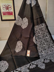 Fancifull Black Soft Silk Saree With Delightful Blouse Piece - Colorful Saree