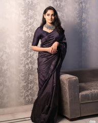 Stylish Black Soft Silk Saree With Sensational Blouse Piece - Colorful Saree