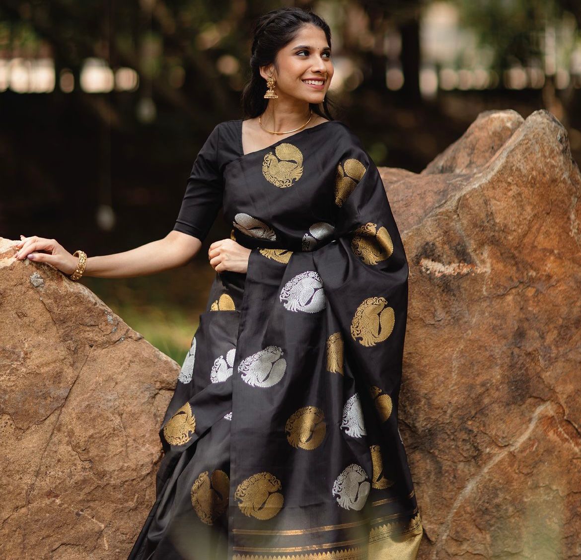 Captivating Black Soft Silk Saree With Majesty Blouse Piece - Colorful Saree