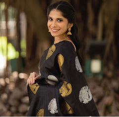 Captivating Black Soft Silk Saree With Majesty Blouse Piece - Colorful Saree