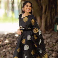 Captivating Black Soft Silk Saree With Majesty Blouse Piece - Colorful Saree