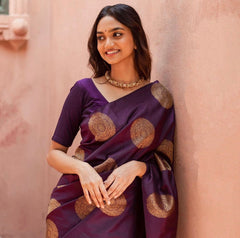 Fairytale Purple Soft Silk Saree With Cynosure Blouse Piece - Colorful Saree