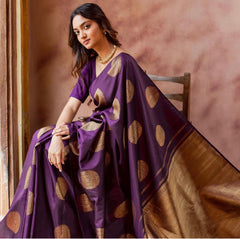 Fairytale Purple Soft Silk Saree With Cynosure Blouse Piece - Colorful Saree