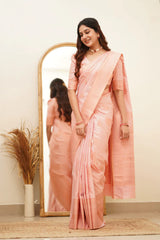 Angelic Baby Pink Soft Silk Saree With Assemblage Blouse Piece - Colorful Saree