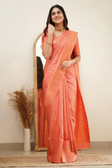 Desultory Peach Soft Silk Saree With Eloquence Blouse Piece - Colorful Saree