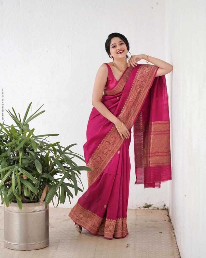 Tempting Dark Pink Soft Silk Saree With Imaginative Blouse Piece - Colorful Saree