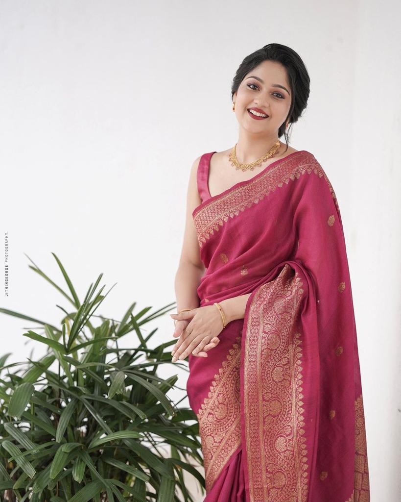 Tempting Dark Pink Soft Silk Saree With Imaginative Blouse Piece - Colorful Saree