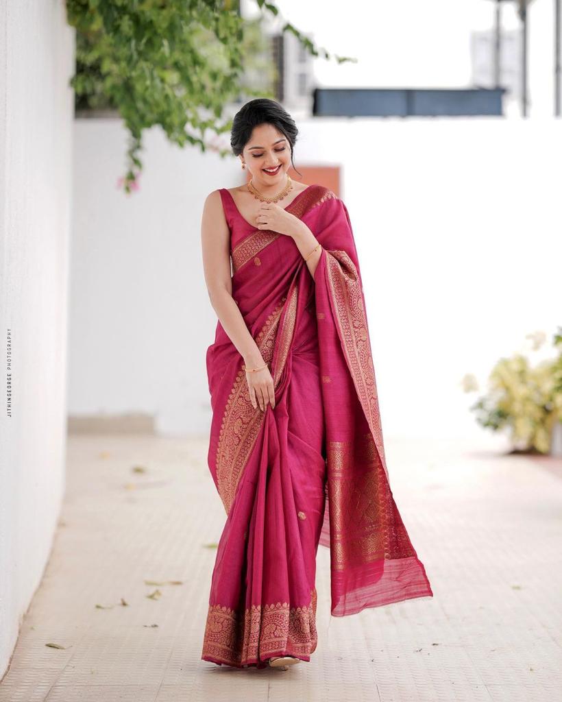 Tempting Dark Pink Soft Silk Saree With Imaginative Blouse Piece - Colorful Saree