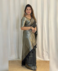 Tremendous Black Soft Silk Saree With Super Proficient Blouse Piece - Colorful Saree