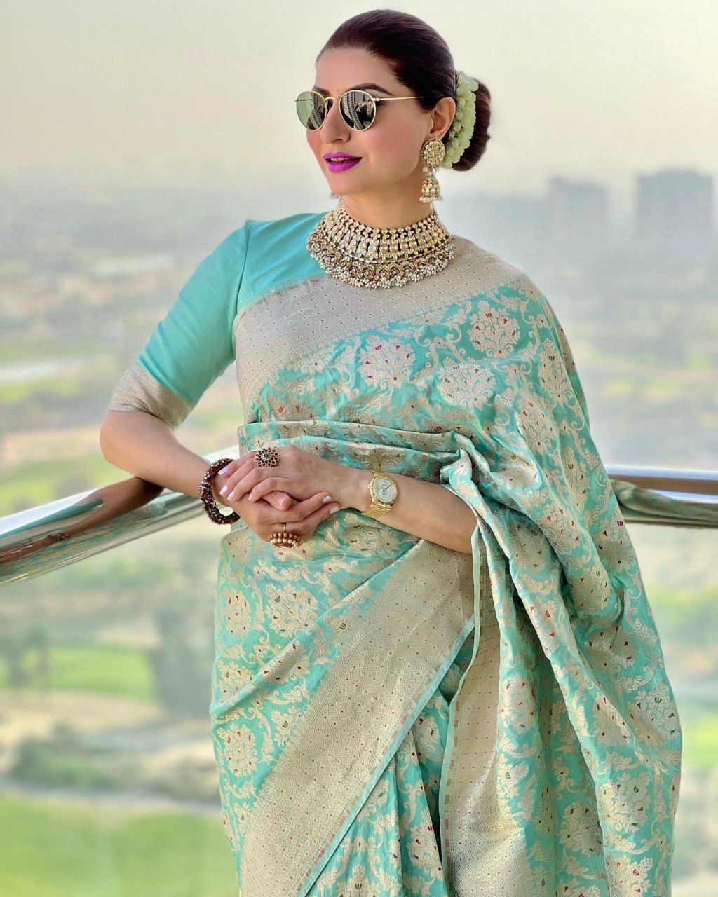 Glowing Sea Green Soft Silk Saree With Smart Blouse Piece - Colorful Saree