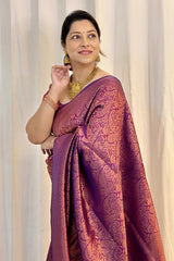 Incredible Purple Soft Silk Saree With Fragrant Blouse Piece - Colorful Saree