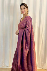 Incredible Purple Soft Silk Saree With Fragrant Blouse Piece - Colorful Saree