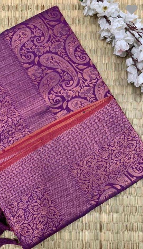 Incredible Purple Soft Silk Saree With Fragrant Blouse Piece - Colorful Saree