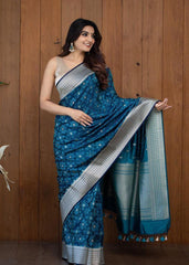 Girlish Teal Blue Soft Silk Saree With Impressive Blouse Piece - Colorful Saree