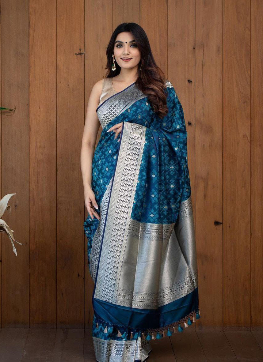 Girlish Teal Blue Soft Silk Saree With Impressive Blouse Piece - Colorful Saree