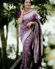 Prodigal Purple Soft Silk Saree With Elaborate Blouse Piece - Colorful Saree